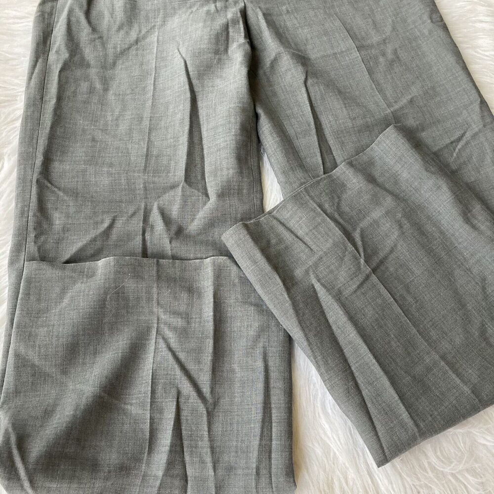 Ann Taylor LOFT Pants Sz 8 Laura Grey Wool Lined Wide Leg Trouser Mid Stretch - Picture 3 of 10